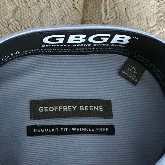 GEOFFREY Beene dress shirt gorpcore blue and white - Picture 3 of 6